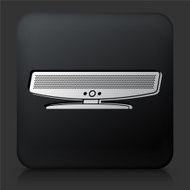 Black Square Button with Speakers Icon