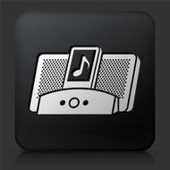 Black Square Button with Speakers Icon N2