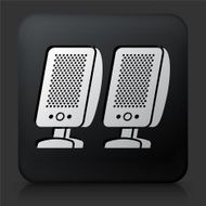 Black Square Button with Speakers Icon N3