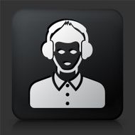 Black Square Button with Music Listening Icon