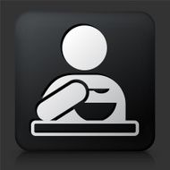 Black Square Button with Eating Icon N2