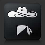 Black Square Button with Cowboy Cloth Icon N3