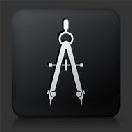 Black Square Button with Measurment Tools Icon N5