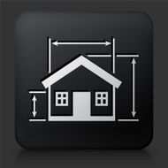 Black Square Button with Building Model Icon N2