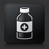 Black Square Button with Medical Bottle