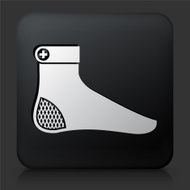 Black Square Button with Foot Icon