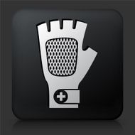 Black Square Button with Glove Icon N2