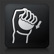 Black Square Button with Hands Icon N2