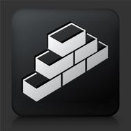 Black Square Button with Bricks Icon N2