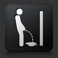 Black Square Button with Peeing Icon