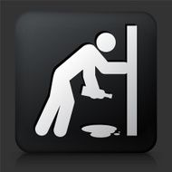 Black Square Button with Drunk Person Holding a Bottle