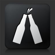 Black Square Button with Bottle Toast Icon