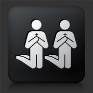 Black Square Button with Praying Icon