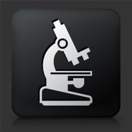 Black Square Button with Microscope Icon N3