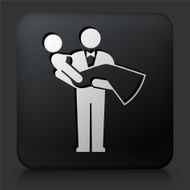 Black Square Button with Marriage Icon N4