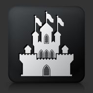 Black Square Button with Castle Icon N12