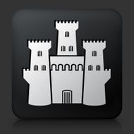 Black Square Button with Castle Icon N13