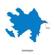 Detailed vector map of Azerbaijan and capital city Baku N2