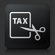 Black Square Button with Tax Cut Icon