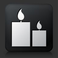 Black Square Button with Two Lit Candles N2