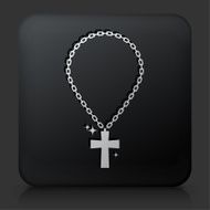 Black Square Button with Cross Chain N2