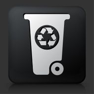 Black Square Button with Recycling Garbage Can N2