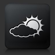 Black Square Button with Sun Behind a Cloud N2