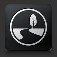 Black Square Button with Road Path and Tree
