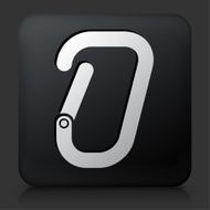 Black Square Button with Rock Climbing Safety Clip Icon N2
