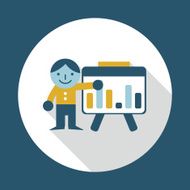 chart flat icon with long shadow N4