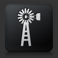 Black Square Button with Farm Mill Icon