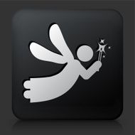 Black Square Button with Magic Fairy Icon