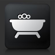 Black Square Button with Bubble Bath Icon