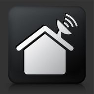 Black Square Button with Home Dish Icon