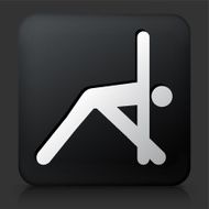 Black Square Button with Yoga Stretch Icon N4