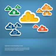 Cloud computing application concept with icons in the cloud and N2