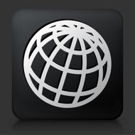 Black Square Button with Globe Icon N15