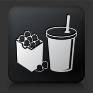Black Square Button with Popcorn &amp; Drink Icon