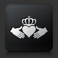 Black Square Button with Heart King Icon
