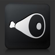 Black Square Button with Ham Leg Icon