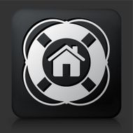 Black Square Button with Home Life Saver Icon