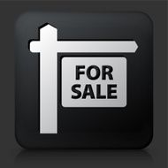 Black Square Button with For Sale Sign Icon