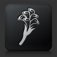 Black Square Button with Flowers Icon
