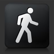 Black Square Button with Walking Stick Figure Icon