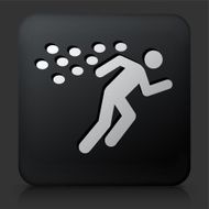 Black Square Button with Running From Bees