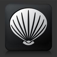 Black Square Button with Sea Shell Icon