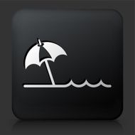 Black Square Button with Beach Icon