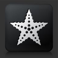 Black Square Button with Starfish