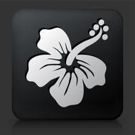 Black Square Button with Tropical Flower Icon