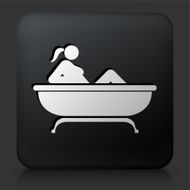 Black Square Button with Woman in Bathtub Icon